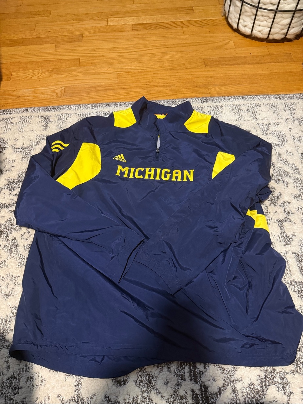 adidas Navy and Yellow Michigan Pullover Windbreaker